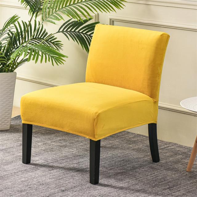 Velvet Armless Chair Cover Solid Single Sofa Slipcover Nordic Accent Stretch Chair Covers Elastic Cheap Couch Protector Cover