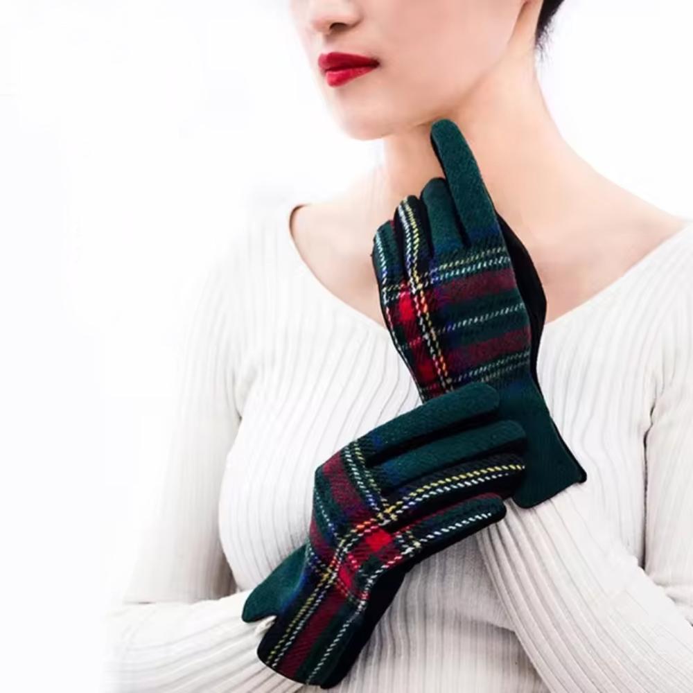 Velvet Plaid Gloves Gothic Lolita Touch Screen Gloves Fashion Wool gloves for Women