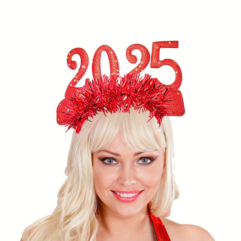 1 шт. новогодние диадемы повязка на голову 2025 Eve Supplies Happy головной убор цветной цифровой обруч для волос украшение для рождественской вечеринки