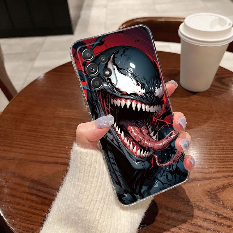 Прозрачный чехол с артом Marvel Black VENOM для Samsung Galaxy A57 A37 A56 5G A36 Чехлы A55 A54 A35 A26 A07 A17 A16 A06 A36 A15 Мягкая обложка