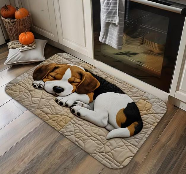 2D Flat Nap Beagle Door Mat Anti Slip Bathroom Floor Mat Carpet Suitable for Bedrooms Living Rooms Entrances Camping Picnic Mats