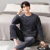Pajamas Men'S Autumn And Winter Island Fleece Long-Sleeved Thin Fleece Loungewear Winter Flannel Warm Suit