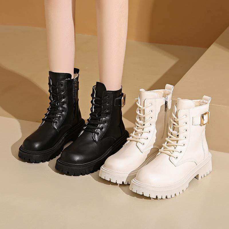 Ботинки мартин женские осенне-зимние новые в британском стиле бархатные на высокой платформе ботинки-локомотивы женские большого размера короткие ботинки женские