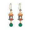 Antique new Chinese style flower fringed pearl earrings Hanfu accessories earrings imitation Hetian jade green agate temperament ear hook