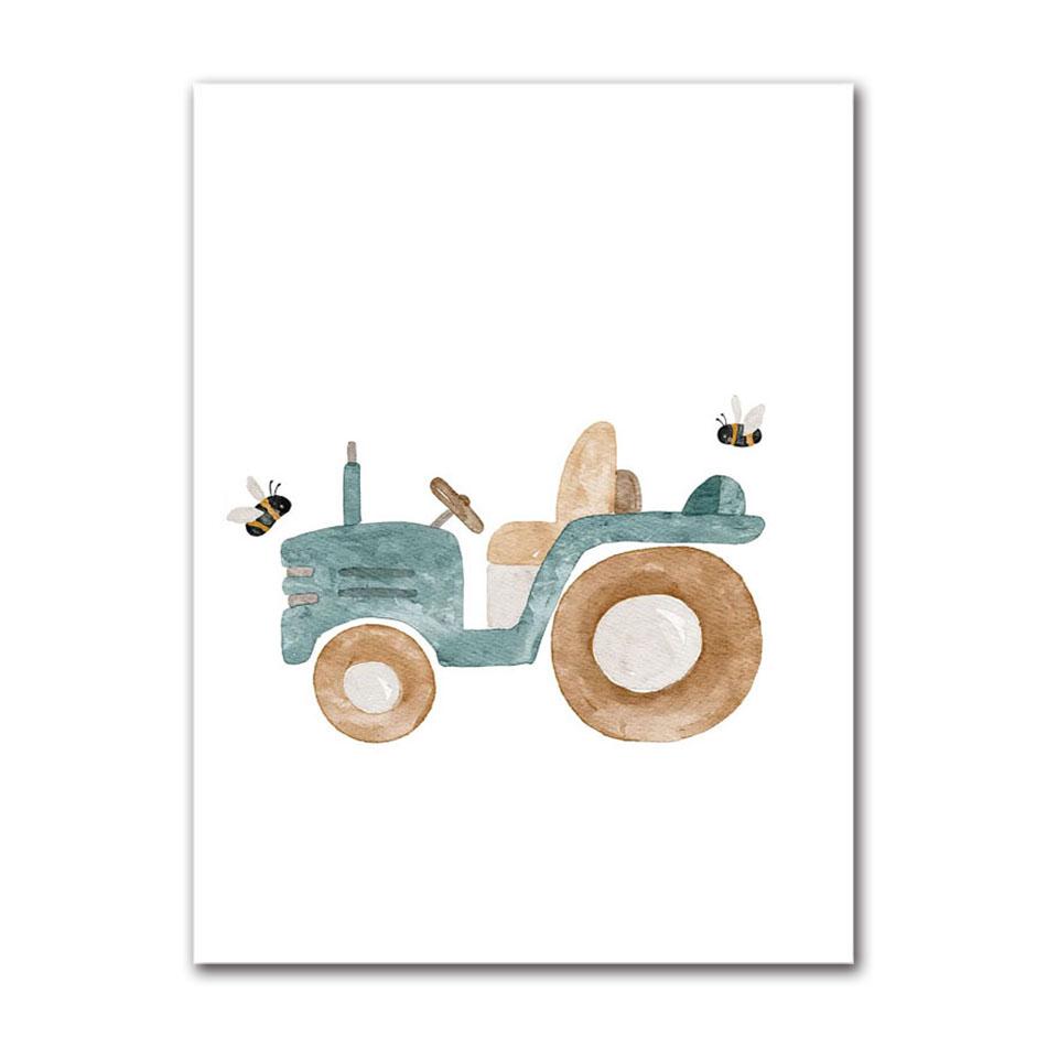 Cartoon Bear Squirrel Fox Hedgehog Spaceship Wall Art Canvas Painting Boho Posters And Prints Wall Pictures Baby Kids Room Decor