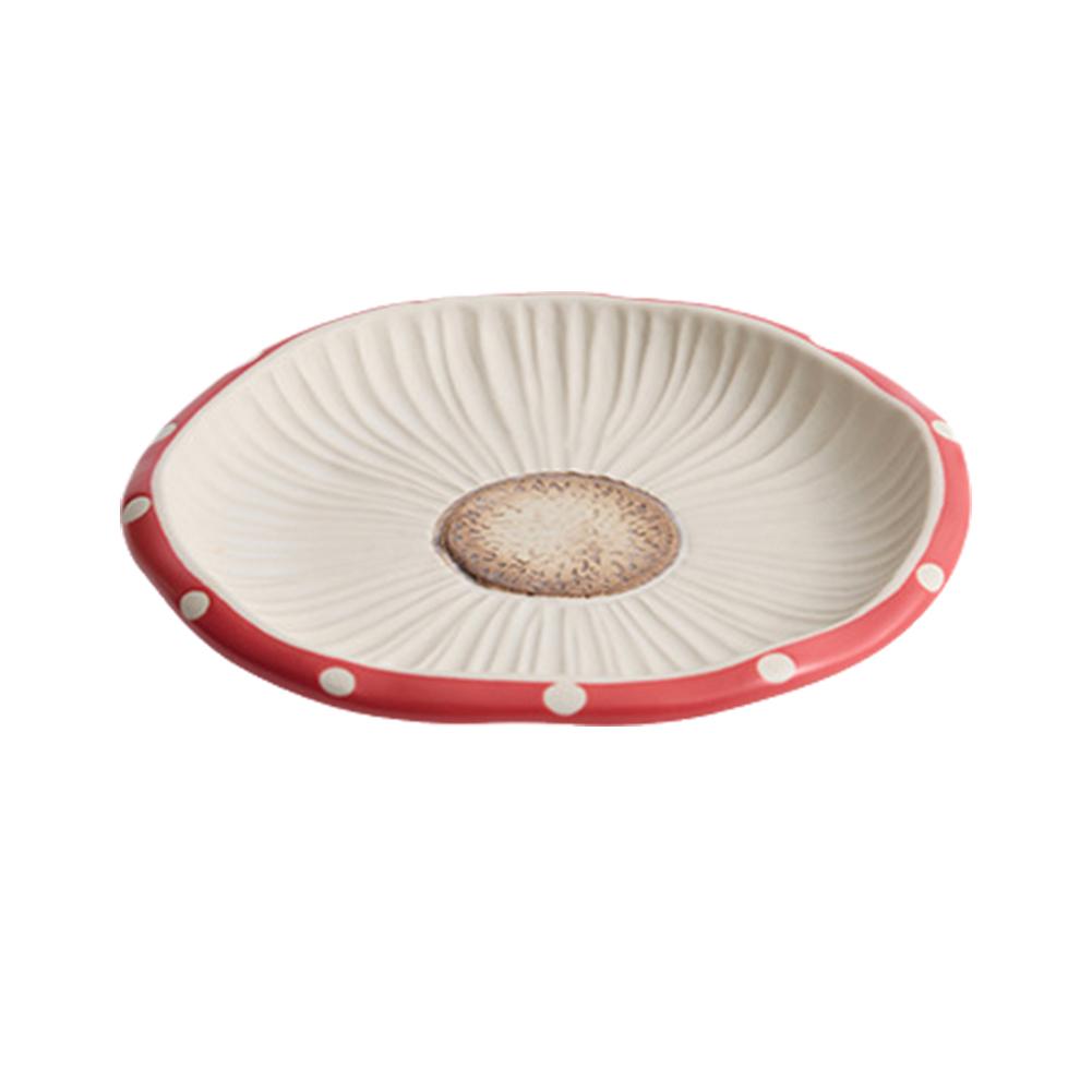 Керамическая тарелка с красным грибом, новая миска для столовых приборов, высокая тарелка в западном стиле, поднос для чая и десертов, декоративная домашняя еда, послеобеденный стол U7L5