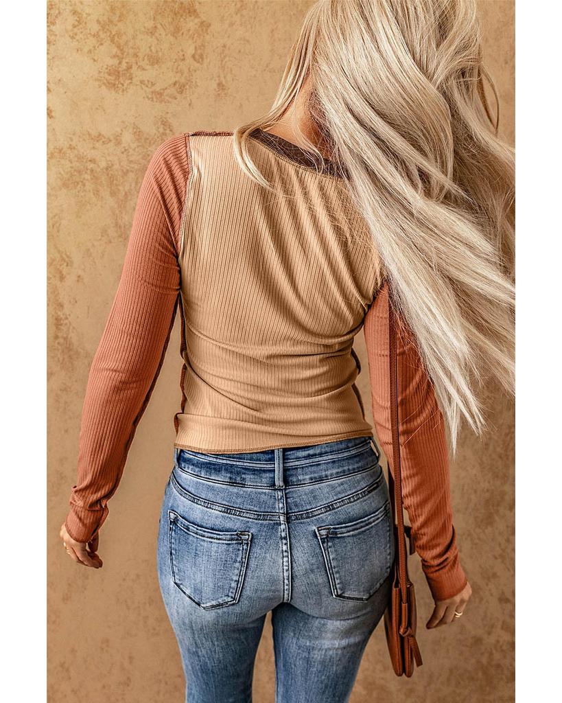 Azura Exchange Топ из трикотажного полотна в рубчик с цветными блоками