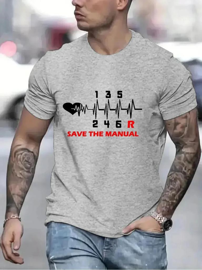 Vintage T Shirts for Men Save The Stick Manual Transmission Graphics Tees Top Oversized Hip Hop T-Shirts Men Clothing Camiseta