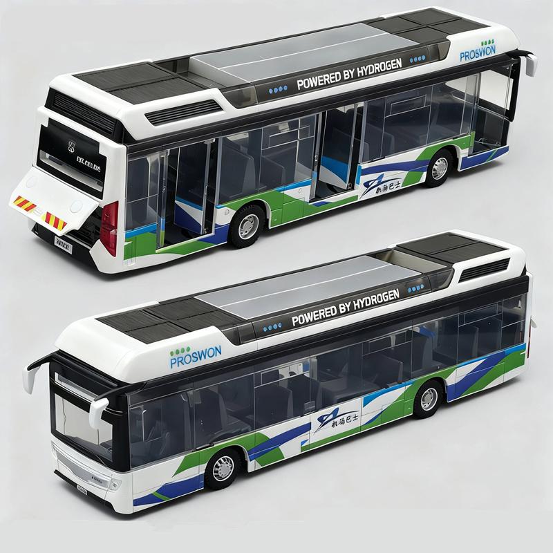 Luxury New energy Electric Airport Business Bus Alloy Car Model Diecasts Metal Tour City Bus Model Sound and Light Kids Toy Gift