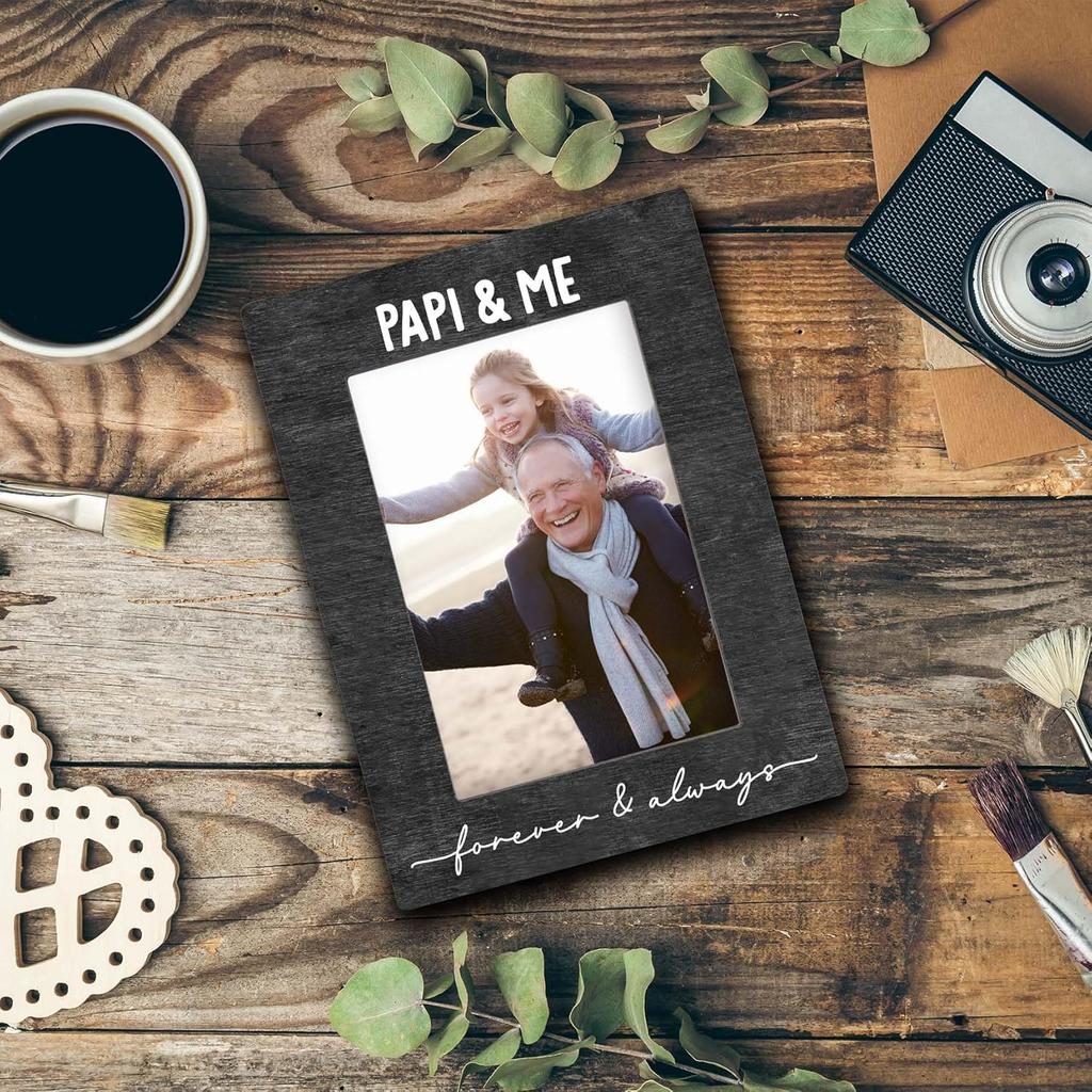 Papi and Me Forever and Always 4x6 Picture Frame, Papi Gifts for Grandpa for Father Okay Day from Grandkids, Grandpa Grandkids Photo Frame, PapiGift