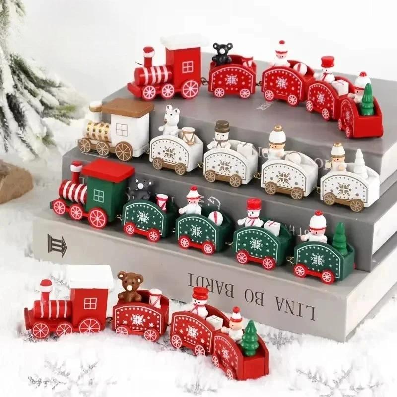 1-10PCS Small Christmas Train Decoration Cute Mini Ornament for Holiday Cake Topper Party Display and Festive Children Gift