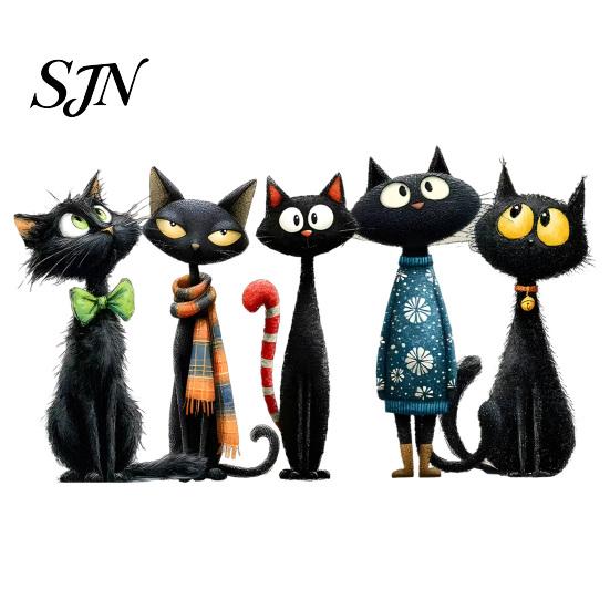 Easy Peel Glass Decals Halloween Cartoon Black Cat Static Sticker, PVC Window Decorative Removable Murals Decal, Waterproof Clings for Living Room