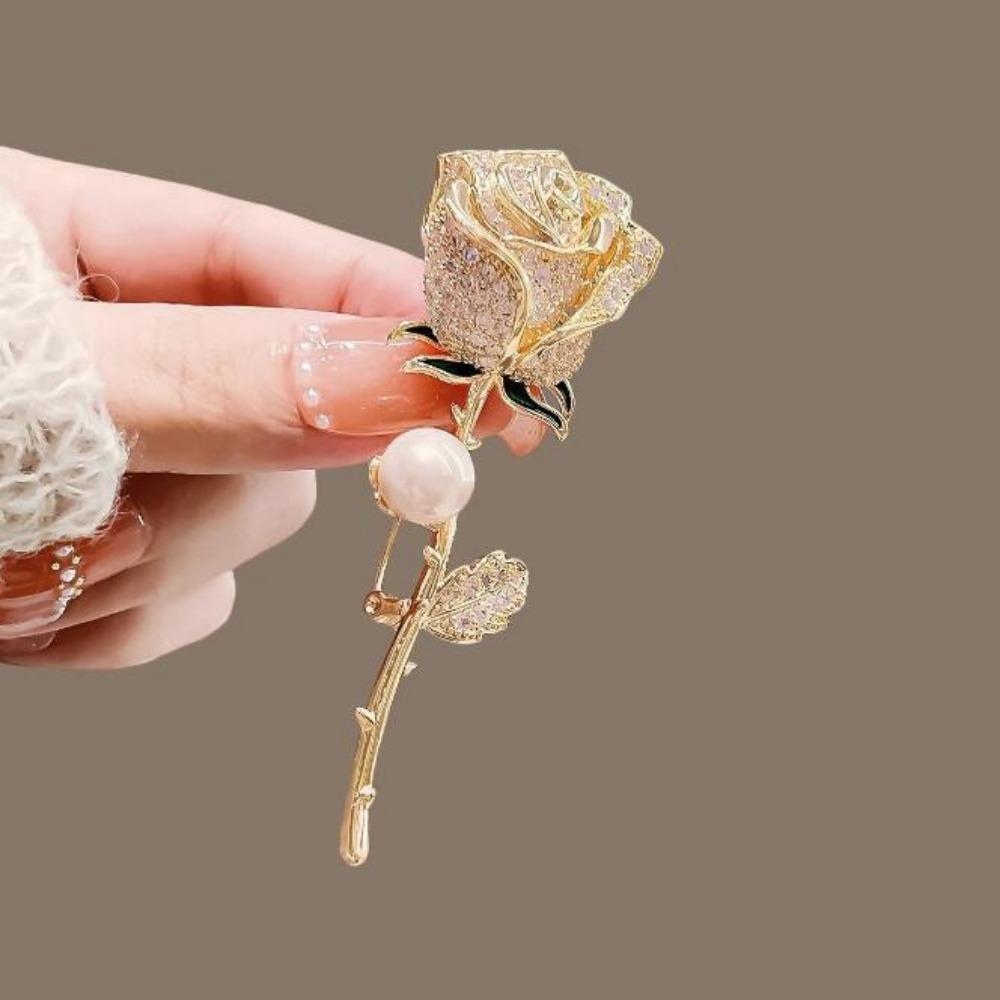 Chinese Style Rose Flower Brooch Elegant Suit Collar Pin Luxury Sense Brooch  Cheongsam Accessories
