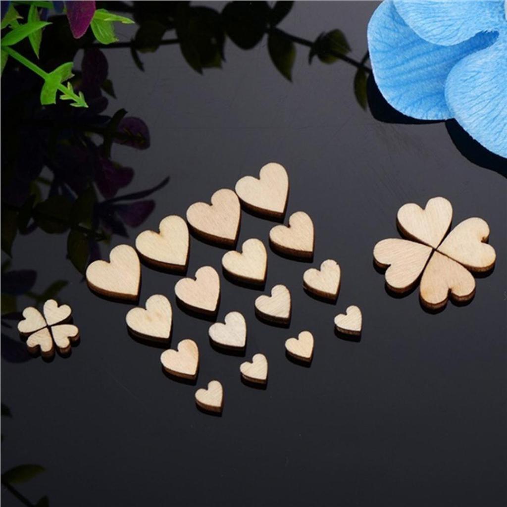 200 шт. 6/8/10/12 мм Смешанные Деревянные Заготовки Любовь Сердце Срезы Диски Свадебный DIY Декор KTY