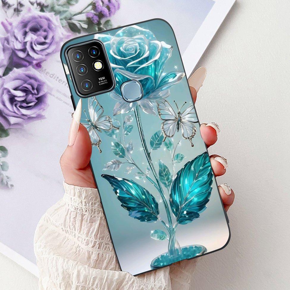 Для Infinix Hot 10 Чехол Силиконовый Милый Кот Модные Цветы Роскошная Расписная Задняя Крышка Для Чехла Телефона Inifnix Hot 10 X682B X682C