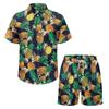 Summer Short Sleeved Suit Large Loose Shirt Shorts Cross Border Printed Men's Shirt Hawaii Beach Ice Silk Flower
