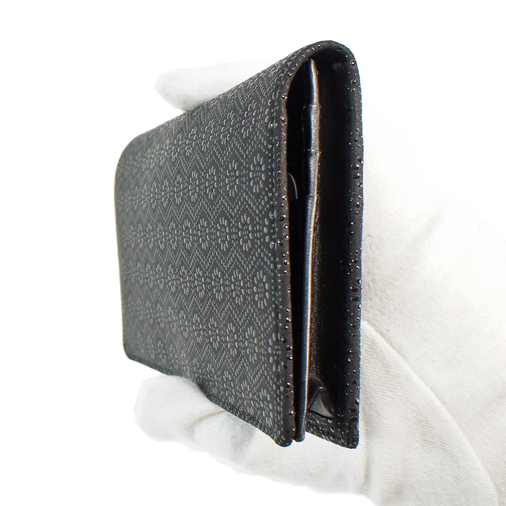 Inden Long Bundle No Coin Black Background X Black Tortoiseshell Pattern [Indenya] Wallet, I, Purse, Deerskin, Lacquer, 2104-01-003