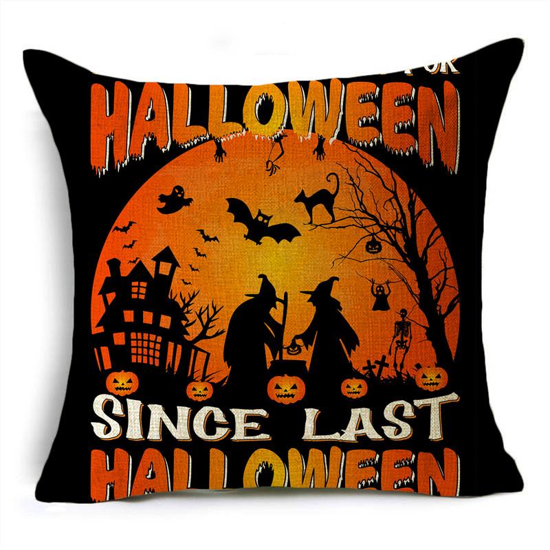 Модный классический оранжевый Хэллоуин, лунная ночь, летучая мышь, призрак, льняная наволочка, декоративная наволочка для дивана, гостиной, вечеринки