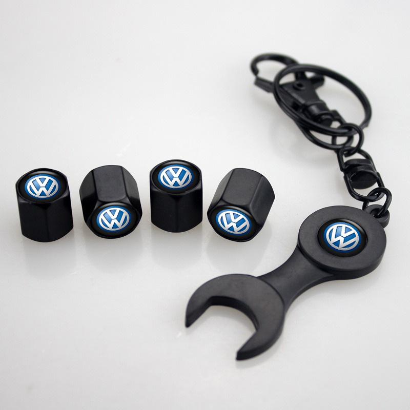 5pcs Metal Car Wheel Tire Valve Caps Case Tools Included For Volkswagen VW GTI Golf Polo Passat CC Tiguan T-ROC Jetta Taigo MK3 zf9