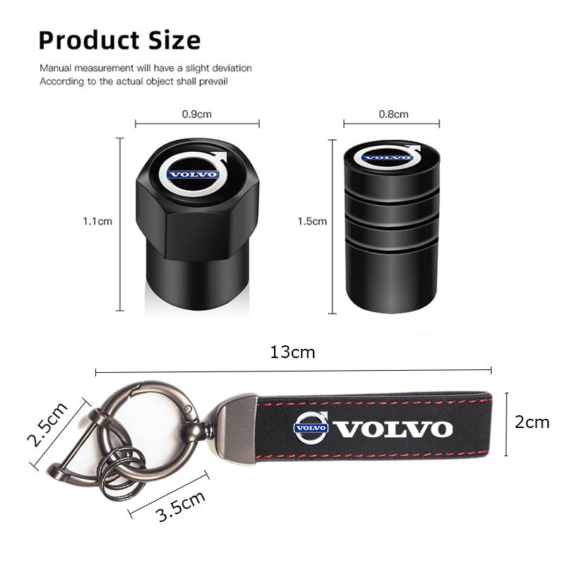 For Volvo ew2Car Wheel Tire Valve Stems Cap Auto Badge Keychain Suede Keyring For Volvo XC90 V90 V60 XC60 V40 EC40 EX40 S80 S60 S90 C40 XC40