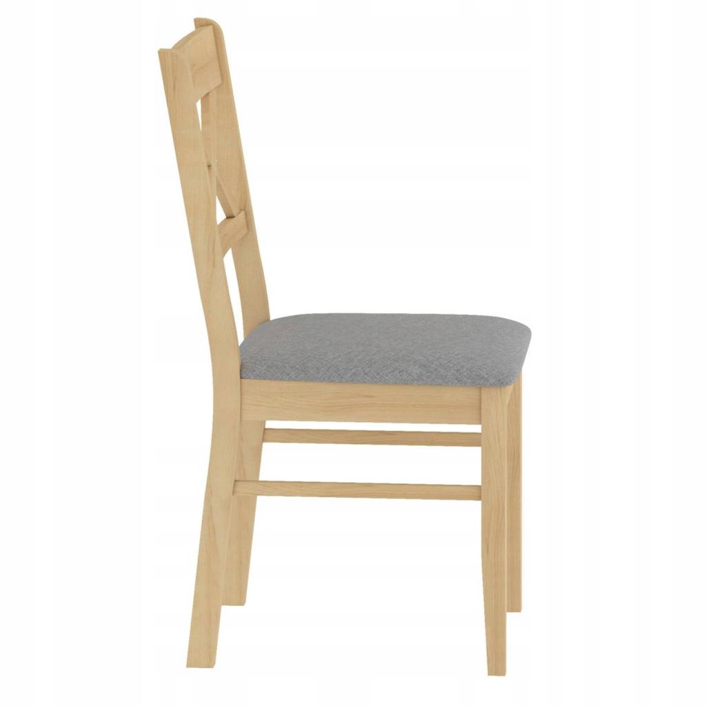 Wooden chair, natural oak, upholstered, gray, kitchen seat