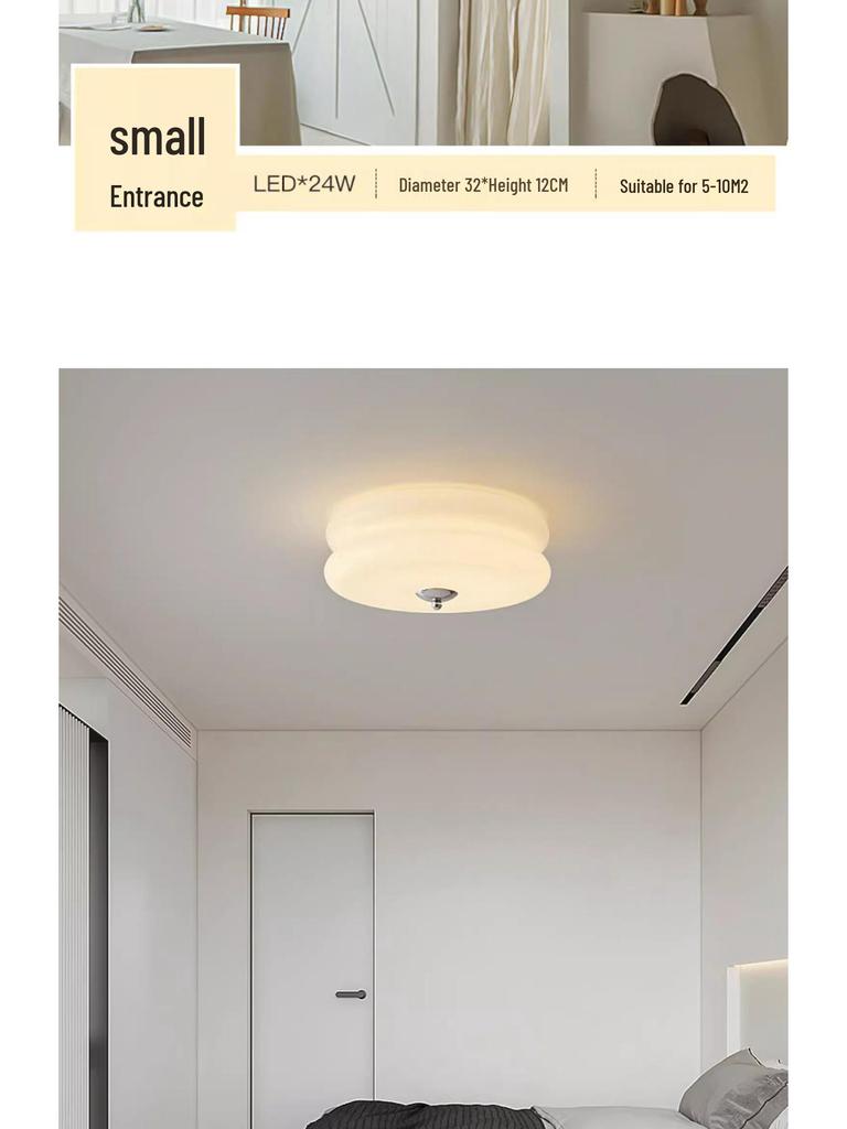 Винтажный потолочный светильник Баухаус из французского кремового стекла для спальни или балкона