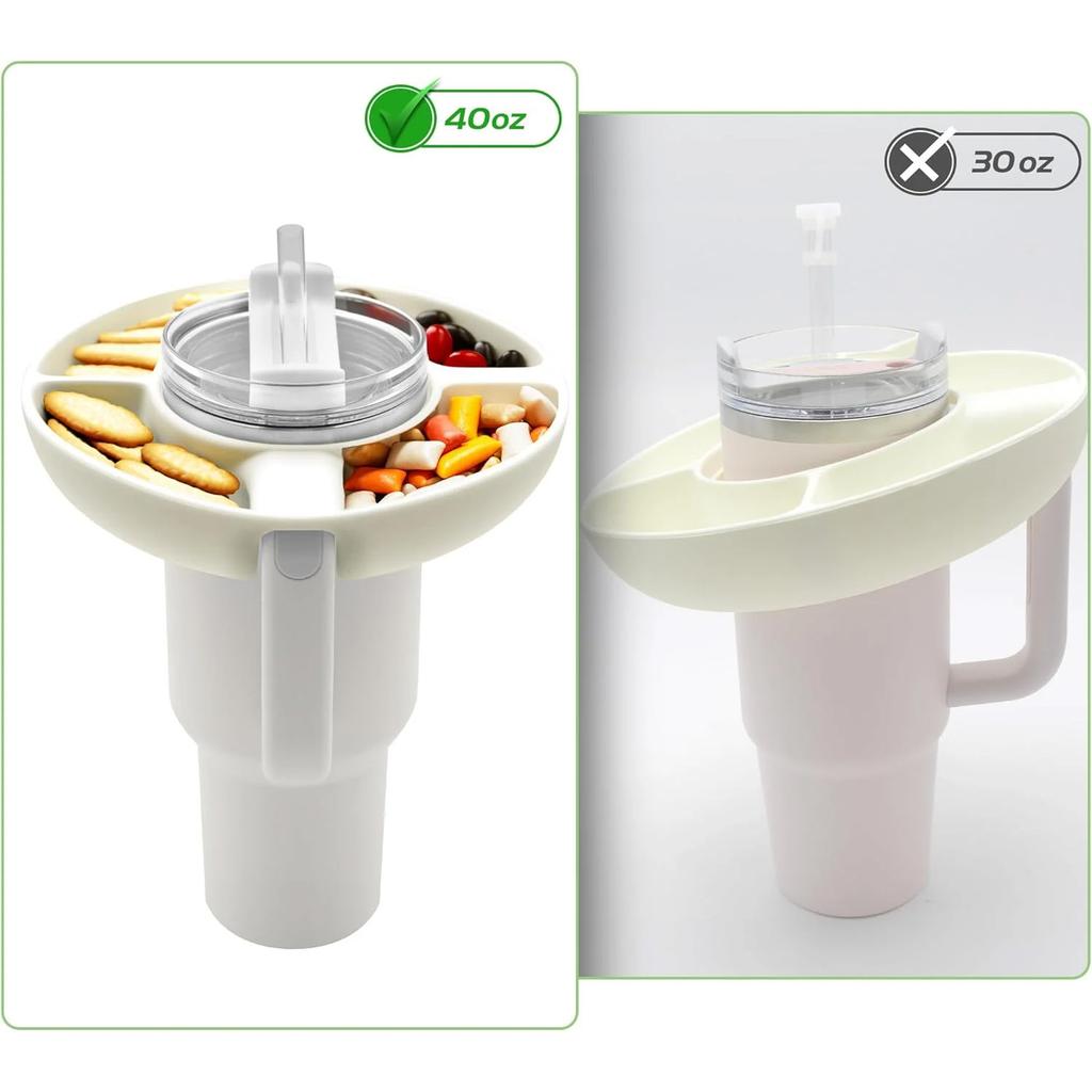 Миска для закусок для Stanley Cup Силиконовый поднос для закусок, совместимый со стаканом Stanley Cup Quencher 1.0/2.0 40 унций с ручкой