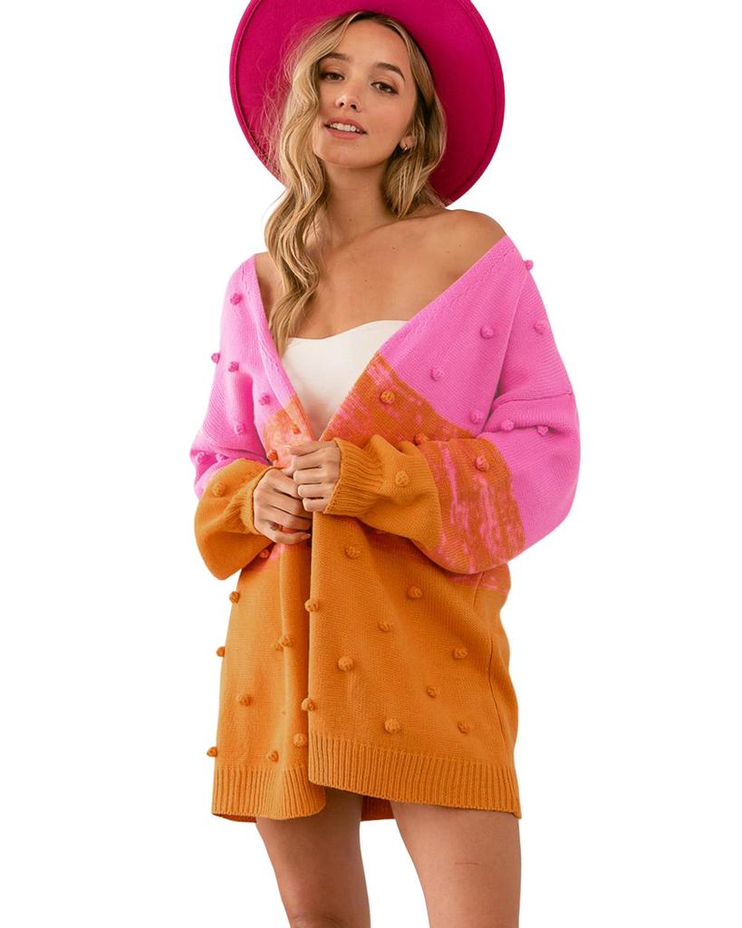 Azura Exchange Милый разноцветный кардиган с помпонами