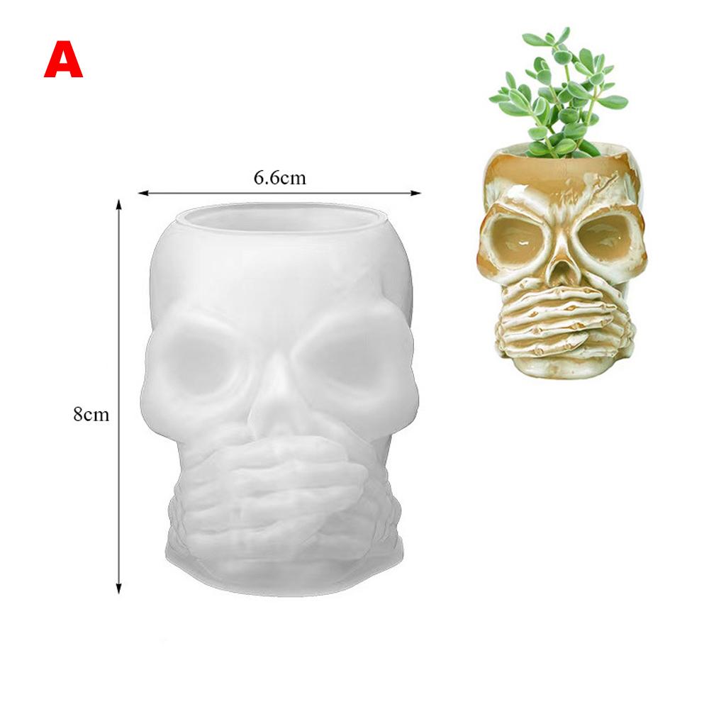 1 Pc Halloween Decorative Silicone Mold 3D Skull Resin Silicone Mold DIY Storage Box Mould Soap Plaster Casting Holiday Gifts