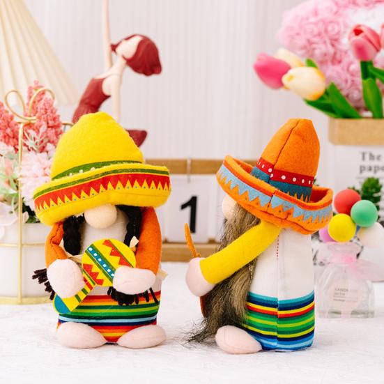 Thanksgiving Festival Doll Hold Plush Doll Faceless Dwarf Gnomes A Guitar Plush Toy Mexico Carnival Party Gnomes