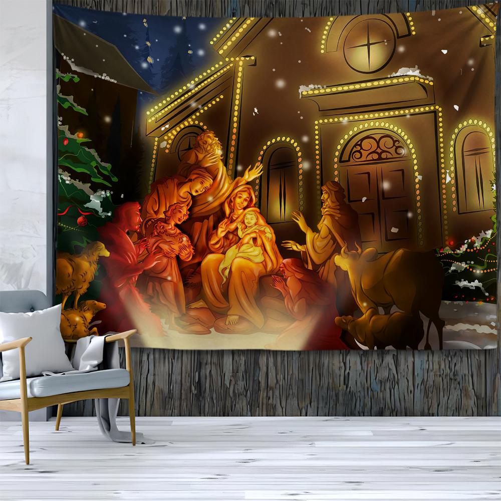 Домашний декор гобелен с рождественским принтом гобелен настенный в стиле бохо настенный декор в общежитии фон ткань Tapiz navideño