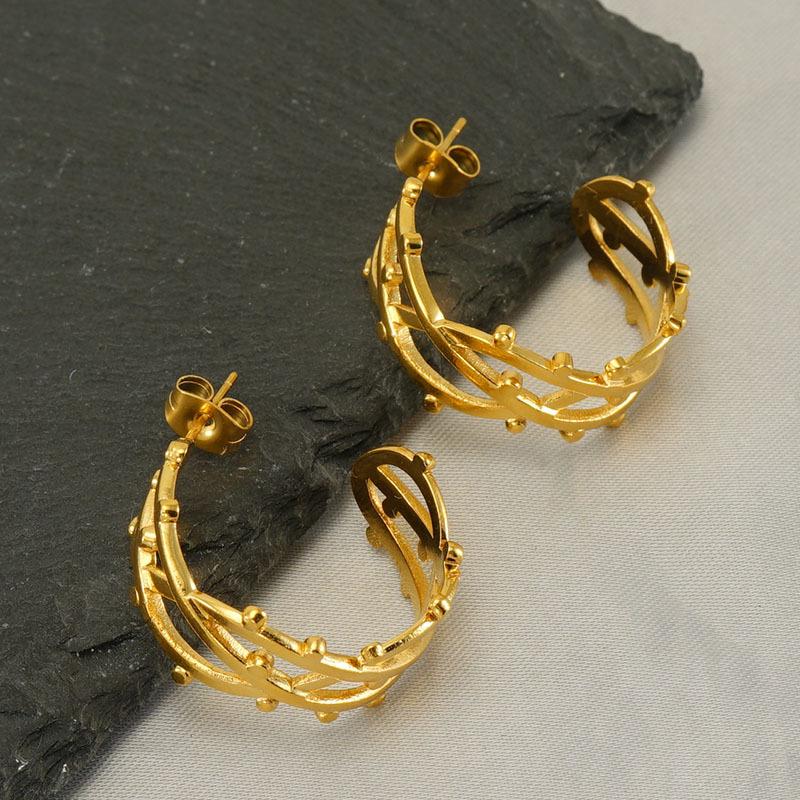 Новая модная линия из нержавеющей стали, полые серьги с дизайнерским чувством, нишевые универсальные серьги для женщин