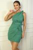 Women's One Shoulder Knot Front Tie Short Dress