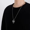 Mens Gothic Punk Pendant Necklace Black Tin Skull Mask Charm Box Chain Streetwear Accessory Halloween Costume