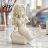 Статуэтка с текстурой рыбьей чешуи, 3D-печатная фигурка русалки, Темный готический стиль, Матовая черная отделка, Подвижные суставы, Дизайн с волнистыми волосами и Широкий