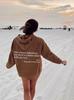 2023 Women's Fleece-Lined Hoodie with Letter Print & Kangaroo Pocket