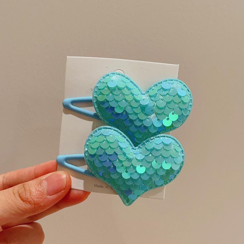 2 шт. новые милые заколки для волос с чешуйчатым сердечком принцессы для девочек, детские головные уборы, заколки для волос, заколки, аксессуары для волос