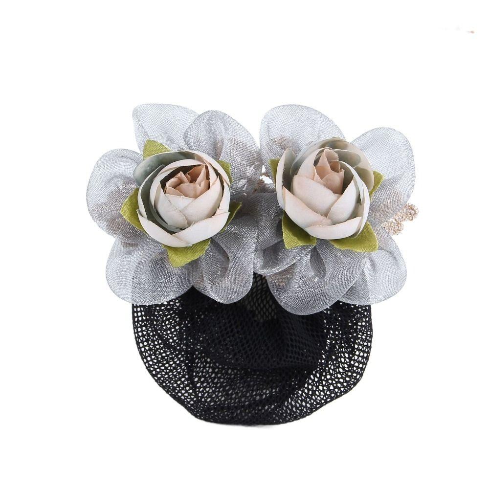 Цветочная шпилька для волос Женская пружинная заколка для волос Головной убор с заколкой-сеткой Винтажная корейская заколка-снуд для волос Женская