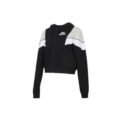 Logo Print Color Block Running Knit Hooded Jacket Women Jacket Black CZ8601-010