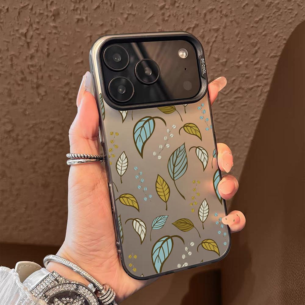 Роскошный чехол для телефона с листьями для iPhone 17 16 15 14 13 12 11 Pro Max Air Матовый Лазерный Аврора Ударопрочный Funda