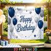 Party Backdrop Happy Birthday Birthday Blue White Photo Booth Background Front Door Decor