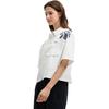 Fila SS25 Наследие Письмо Тканый Свободный Крой Со Спущенным Плечом Рубашка с Коротким Рукавом Женские рубашки Облачно-Грибной-Белый F11W528708F-WT