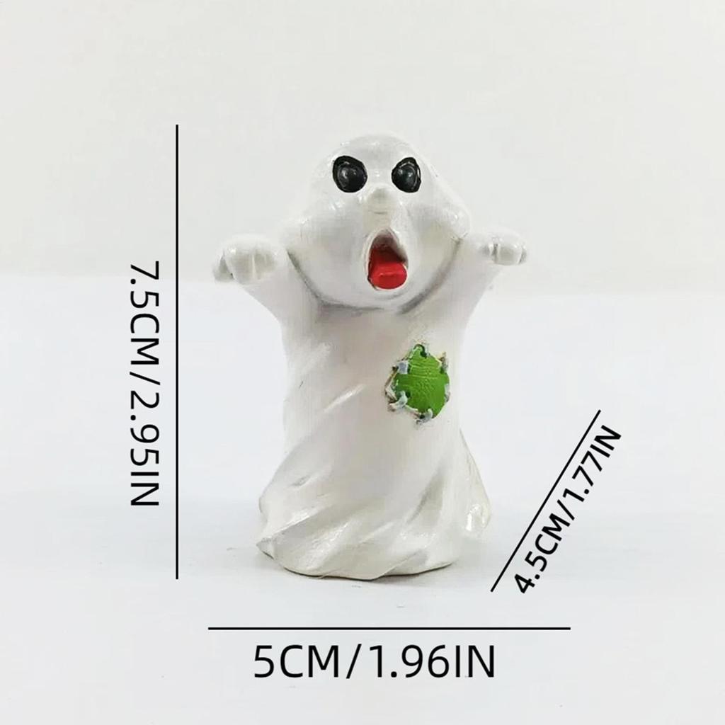 Halloween Ghost Figurine Ghost With Pumpkin Desk Ornament Spooky Resin Sculpture Desk Display Ornaments For Bedroom Entryway