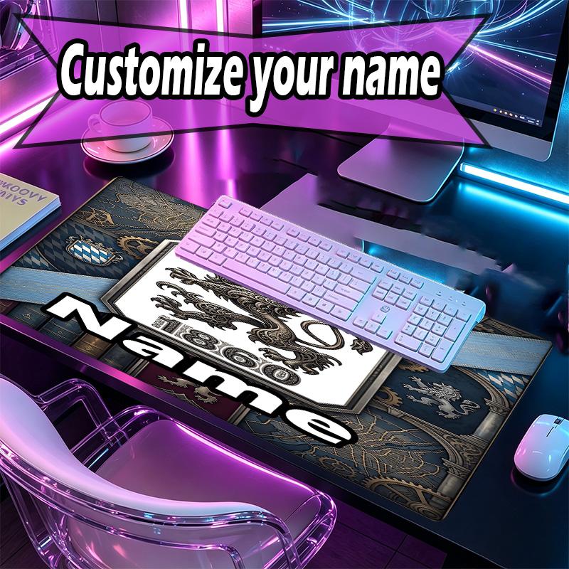Custom Name Personalized 1860 Munchen football club Pattern Mousepad, Laptop PC Desk Mat, Decorative Desk Mat for Home Keyboard Pad Gift