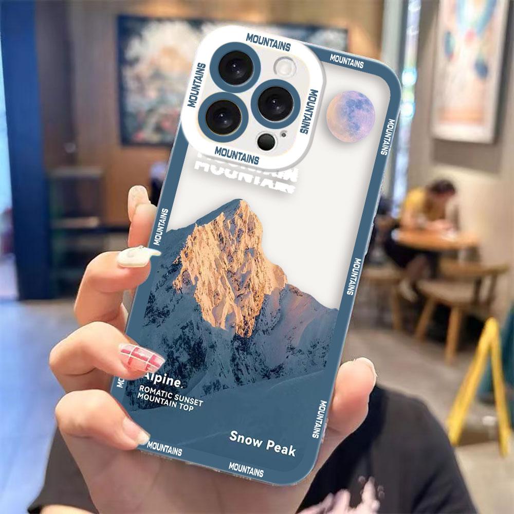 Чехол для телефона «Закат Луна Снежная Гора» для Xiaomi POCO X7 X6 X5 X4 X3 NFC GT F3 F5 M6 M4 M3 11 11T PRO LITE NE Прозрачный корпус