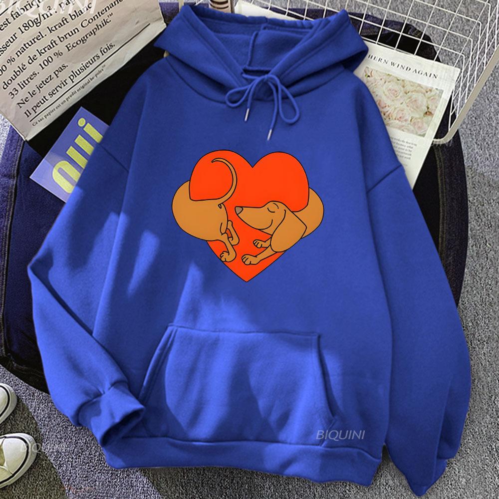 Dachshund Heart Funny Graphic Hoodie Fashion Design Autumn Winter Men Women Sweatshirt Fleece Oversized Couples Casual Hoodies