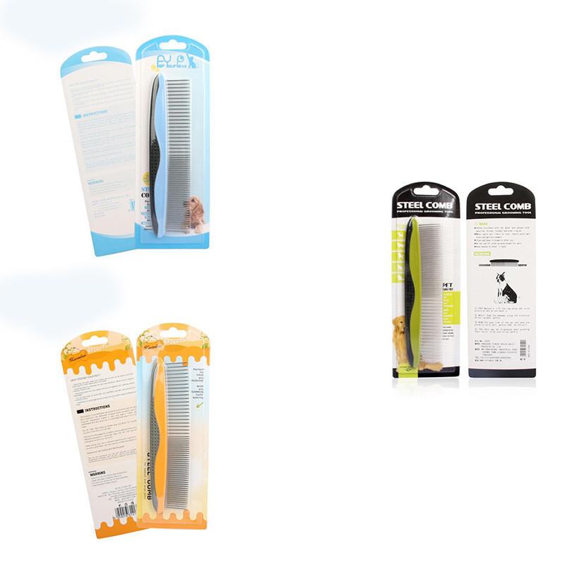 Pet Grooming Comb With Plastic Handle Detangling And Flea Comb For Dogs Green Blue Orange