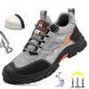 Men Safety Work Shoes Plastic Toe Safety Boots Fashion Lightweight Comfort Working Sneakers Anti-puncture Indestructible Shoes