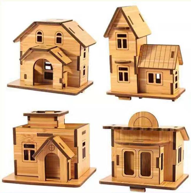 Red Bamboo 3D Wooden Car Jigsaw Puzzle - DIY Interlocking Laser-Cut Model