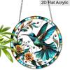 Акриловый бирюзовый колибри с розами, Ловец солнца, Витражный эффект, Подвесное украшение на окно для любителей птиц и природы